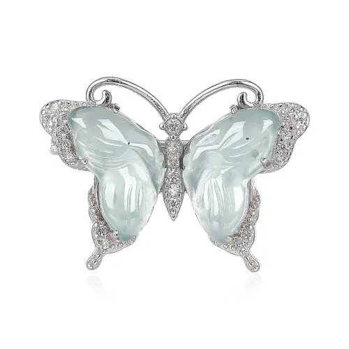 Cuiya Golden Building Glutinous Jade Jadeite Brooches Women's