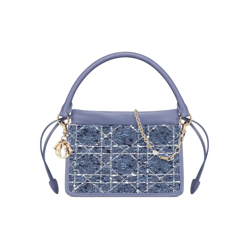 DIOR Lady Dior Fabric Handbag Mini Women's Blue-0