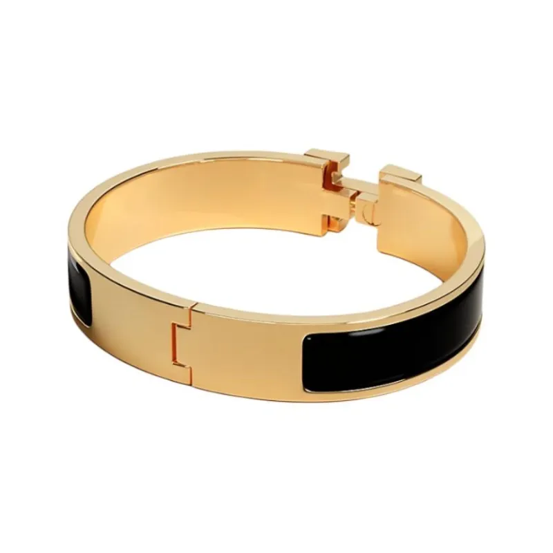HERMES Bracelet Narrow Clic Clac H Enamel Gm Black-1