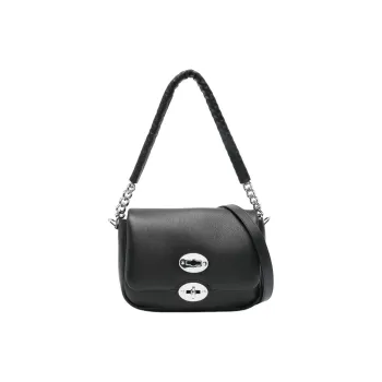 OFF WHITE Calfskin Handbag Shoulder Bag Small Size Women's Black