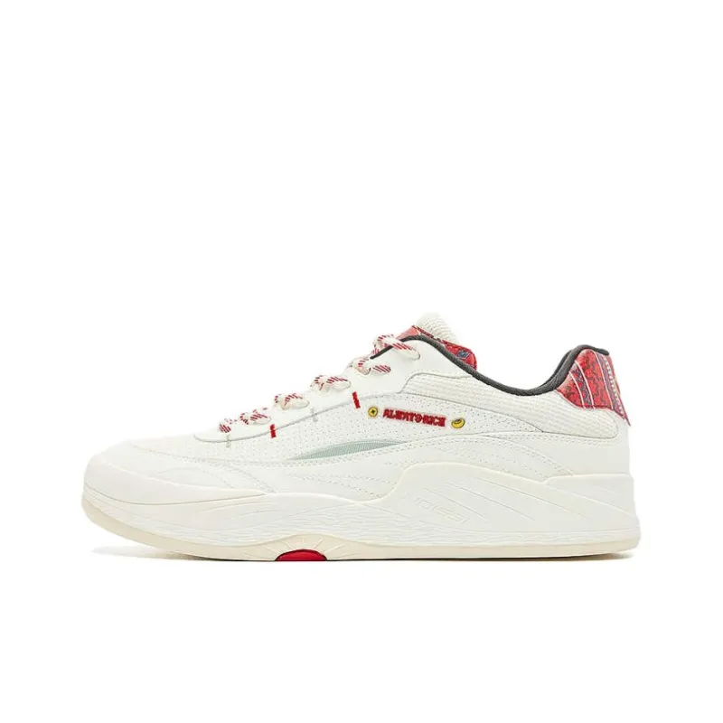 QIAODAN Sunrise Skateboard Shoes Men Low Top White Red-0
