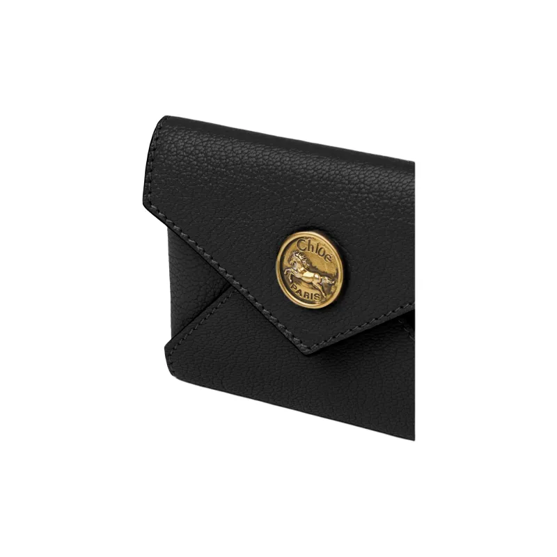 Chloe Grain Goatskin Card Holder Women's Black-4