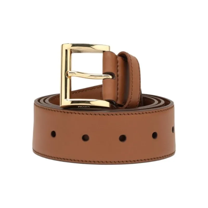 PRADA Logo Plaque Square-Buckle Belt-1