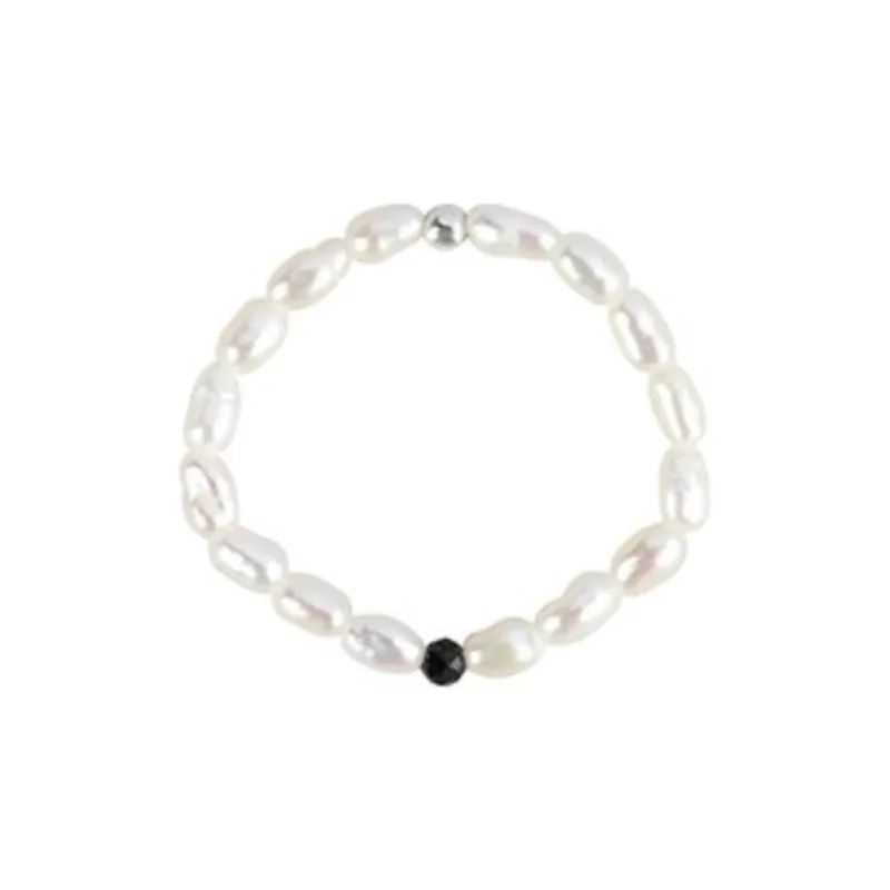 JUDY AND PAUL Freshwater Pearl 925 Sterling Silver Spinel Rings Women's White-0
