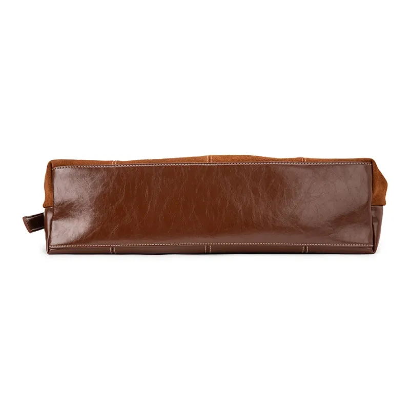 VENOF Cow Leather Shoulder Bag Large Size Women's Velvet Camel Brown/Sand Dune Apricot/Chestnut Coffee-5
