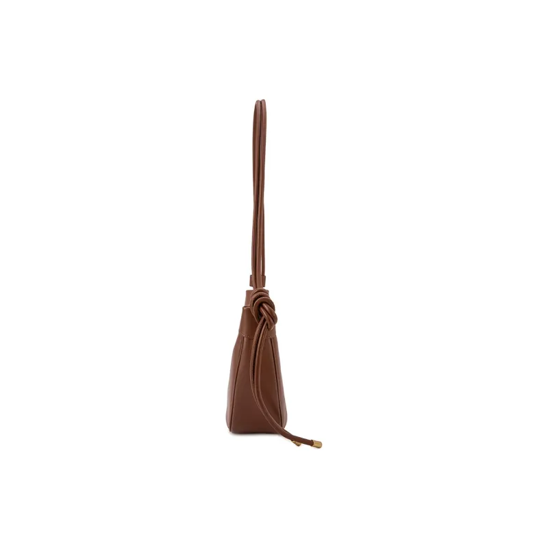 VENOF Cow Leather Dumpling Bag Shoulder Bag Small Size Women's Brown/Nordic Brown/Pall Black/Farouk Red-3
