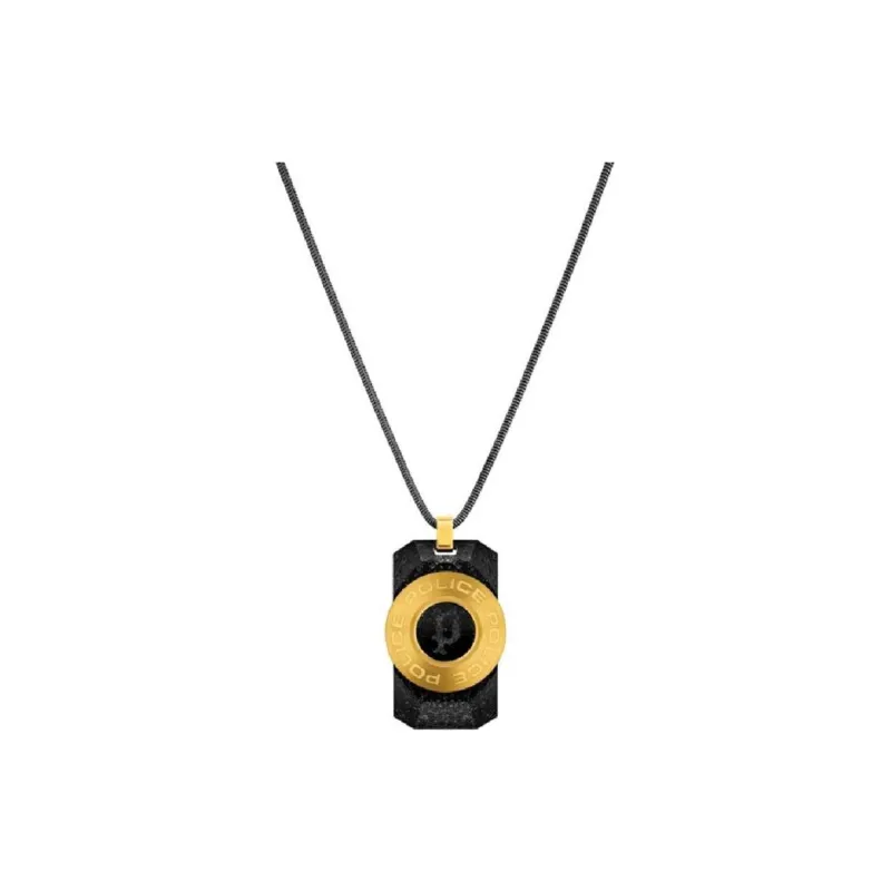 Police Gold Plated Necklaces Men's Black-0