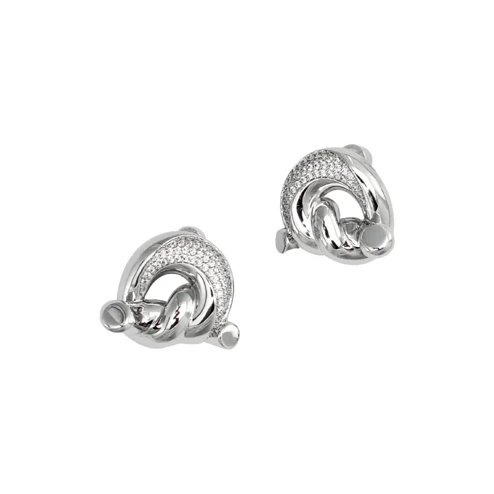 Juunngle Lab White Gold Plated Copper Stud Earrings Women's-0
