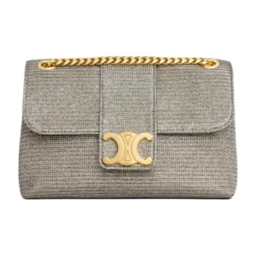 CELINE Fabric Shoulder Bag, Crossbody Bag Small Size Women's Bright Gold