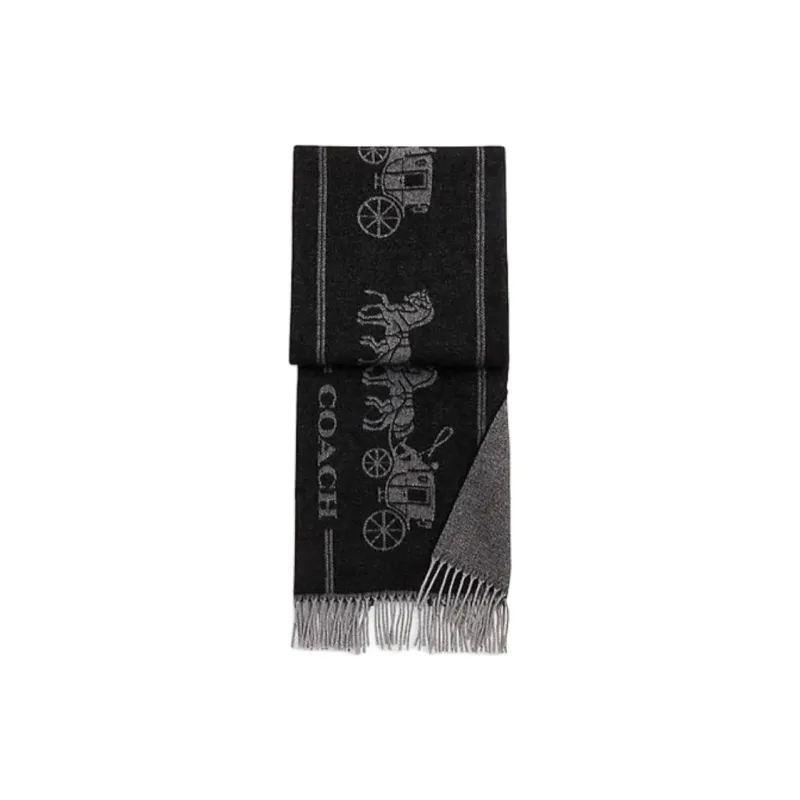 COACH Knit Scarves Women's Black-4