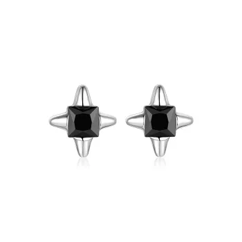 KADER 925 Sterling Silver Stud Earrings Unisex Black