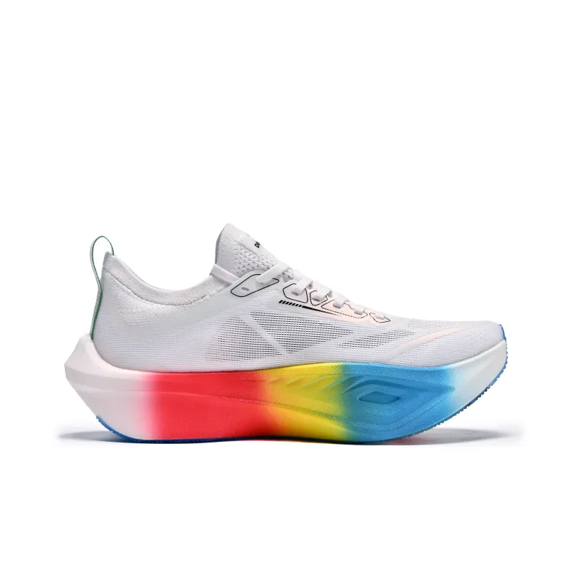 DEERWAY Running Shoes Unisex Low Top White Rainbow, Pink Blue-2