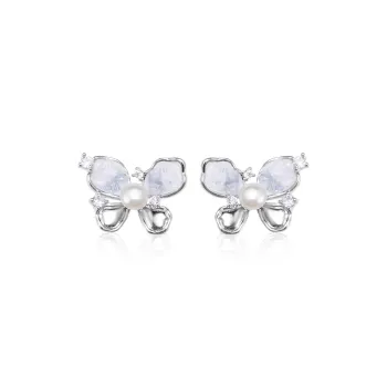IDOKAWA Freshwater Pearl Stud Earrings Women's Blue White