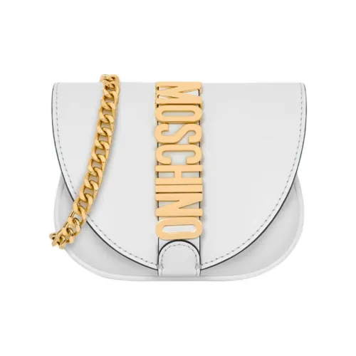MOSCHINO Calfskin Shoulder Bag Crossbody Bag Mini Women's White