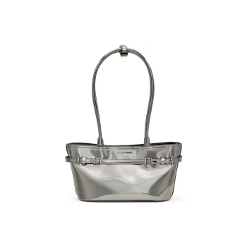 CHARLES&KEITH PU Underarm Shoulder Bag Medium Size Women's Dark Brown/Pewter Tin Gray