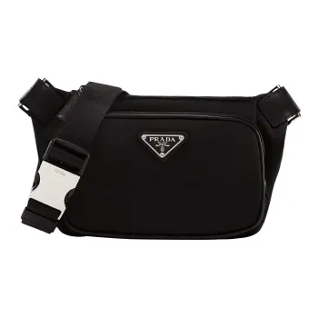 PRADA Fabric Sling Bag Crossbody Bag Shoulder Bag Medium Size Men's Black