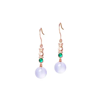 CENTURY&KINDLE Chalcedony Jade Earrings Women's