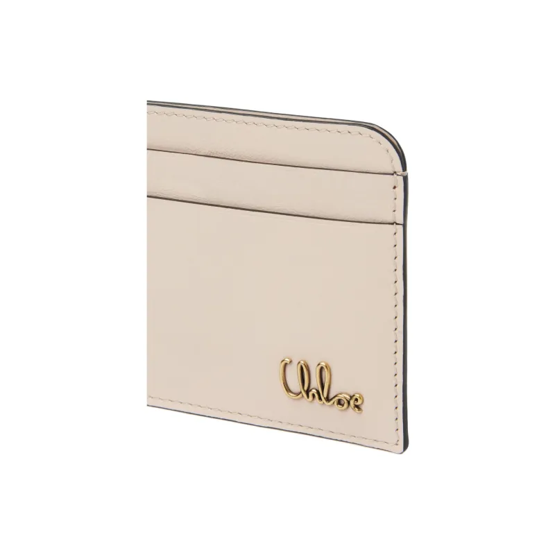 Chloe Calfskin Card Holder Women's Cement Pink-3