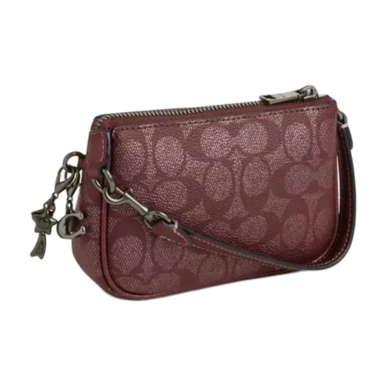 COACH Nolita Coated Canvas Handbag Shoulder Bag Mini Women's Wine-Colored-1
