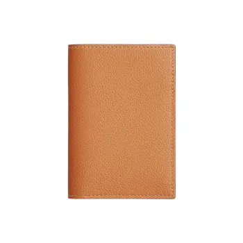 HERMES MC2 Cow Leather Card Clip Card Holder Men's Apricot