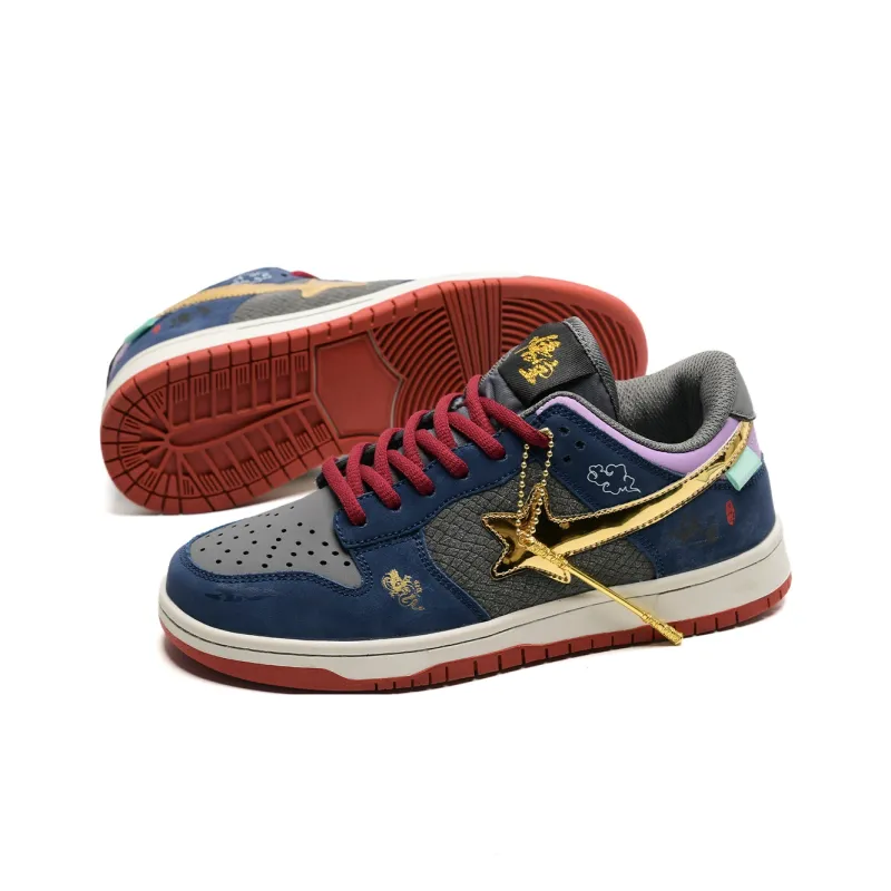 7 SEVFUN Slip Resistant Low Top Skateboard Shoes Unisex Wukong Blue-52