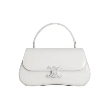 CELINE Shiny Cow Leather Shoulder Bag Crossbody Bag Handbag Women's White