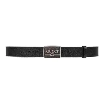 GUCCI Genuine Leather Leather Belts Men's Black Width: 3CM