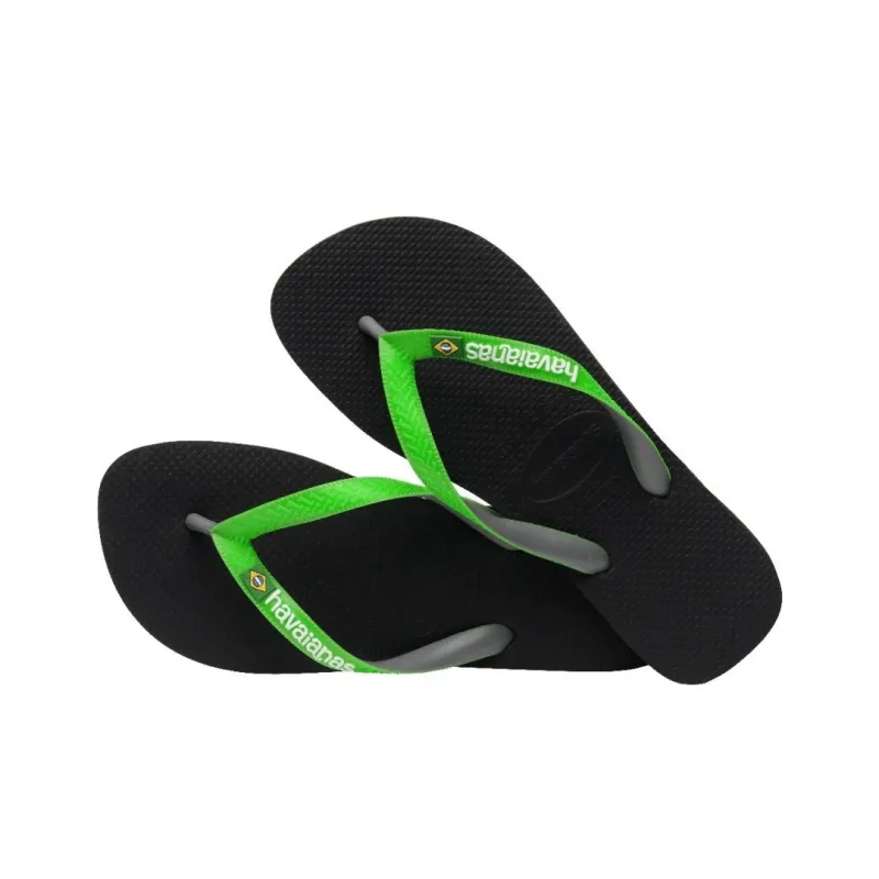 Havaianas Brasil Mi Rubber Sole Slip-Resistant Flip Flops Women's Black Green-3