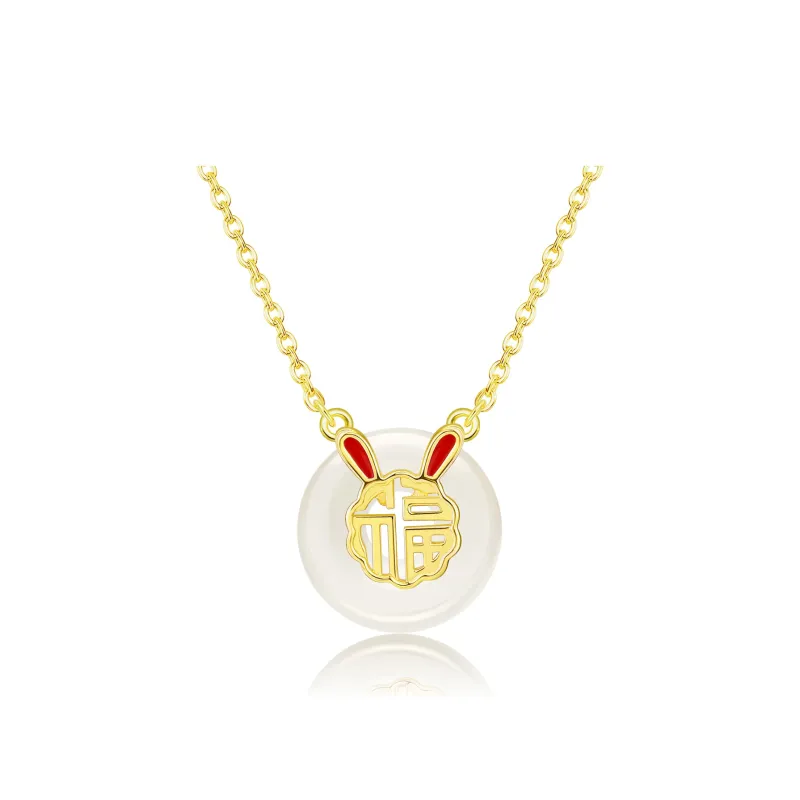 MUGONGZI Hetian Jade Necklaces Pale Greenish White Jade Women's-6