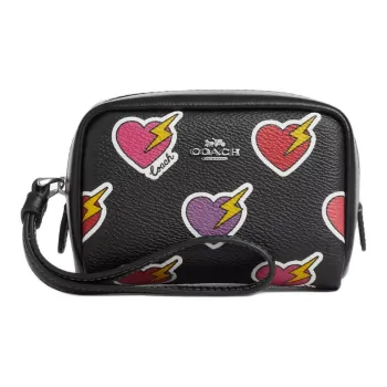 COACH Wristlet Coated Canvas Clutch Mini Women's Black