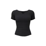 Peach V-Neck Short-Sleeved-Starburst Black