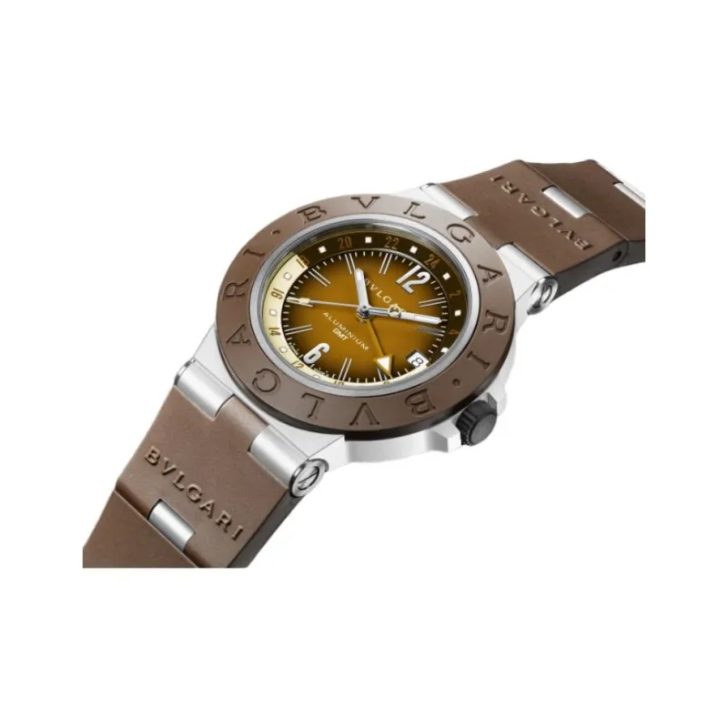 BVLGARI ALUMINIUM Collection Wrist Watch Automatic Mechanical Movement Rubber Strap 40mm Tan Watch Dial Men's Watches-2