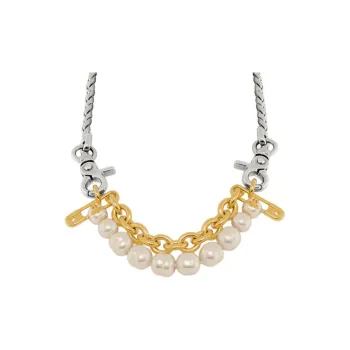 Vivienne Westwood Claude Large Brass, Baroque Pearl Necklaces Unisex Gold/Silver
