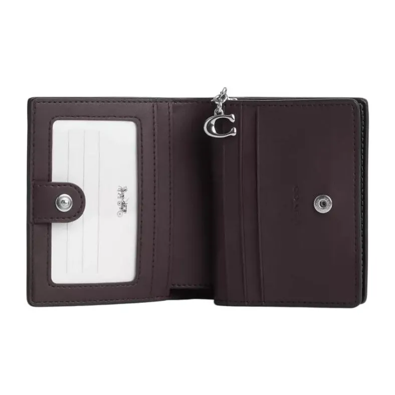 COACH Snap Wallet Coated Canvas Wallet Mini Women's Black-1