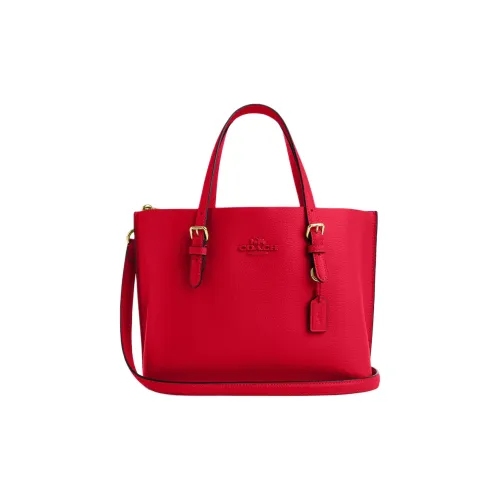 COACH Mollie Leather Twister Bag, Shopping Bag, Shoulder Bag, Handbag Medium Size Women's Red