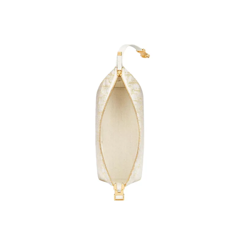 DIOR DiorTravel Cotton Portable Clutch Medium Size Women's Gold & White-2