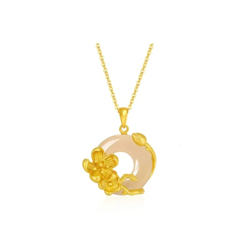 Atsuyama Natural Chalcedony Peace Buckle Necklace Unisex-5