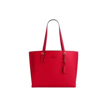 COACH Mollie Leather Tote Bag, Shopping Bag, Handbag, Shoulder Bag Large Size Women's Red
