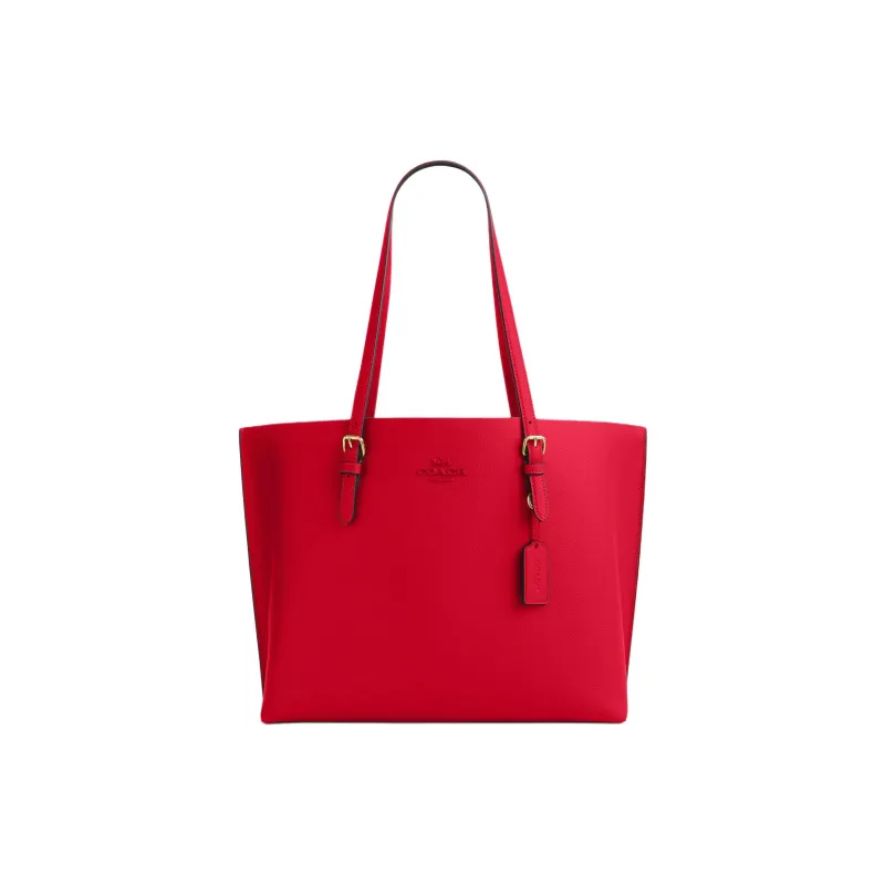 COACH Mollie Leather Tote Bag, Shopping Bag, Handbag, Shoulder Bag Large Size Women's Red-0