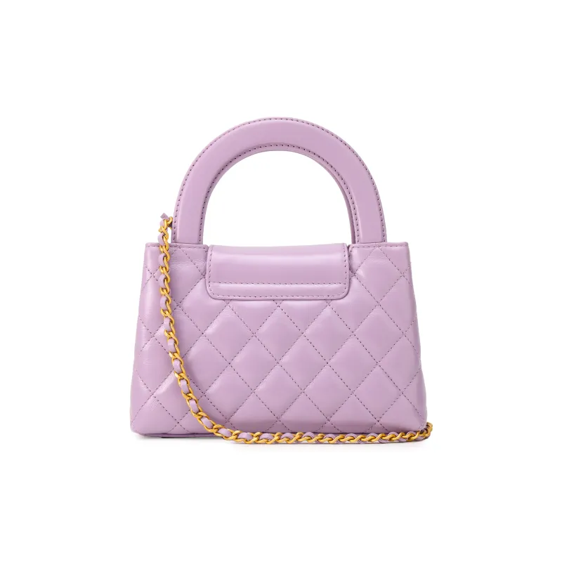 CHANEL Calfskin Crossbody One Shoulder Handbag Mini Women's Taro Purple-2