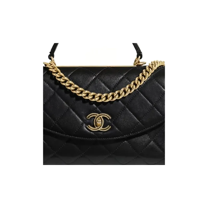 CHANEL Coco Handle Sheepskin Handbag, Shoulder Bag, Crossbody Bag Women's Black-3