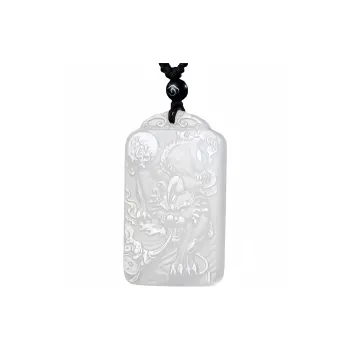 YUFANGCHUN Golden Silk Jade Carved Pendant Necklace Unisex