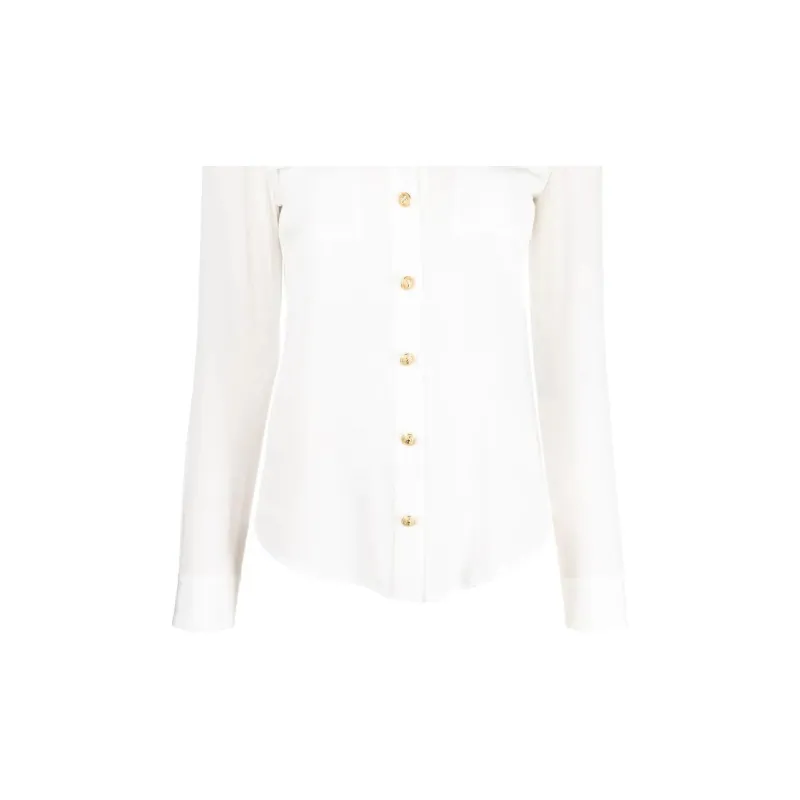 BALMAIN Padded Shoulders Silk Blouse-5