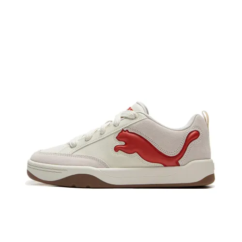 PUMA Park Lifestyle Anti Slip Wear Resistant Low Top Skateboard Shoes Unisex White Red