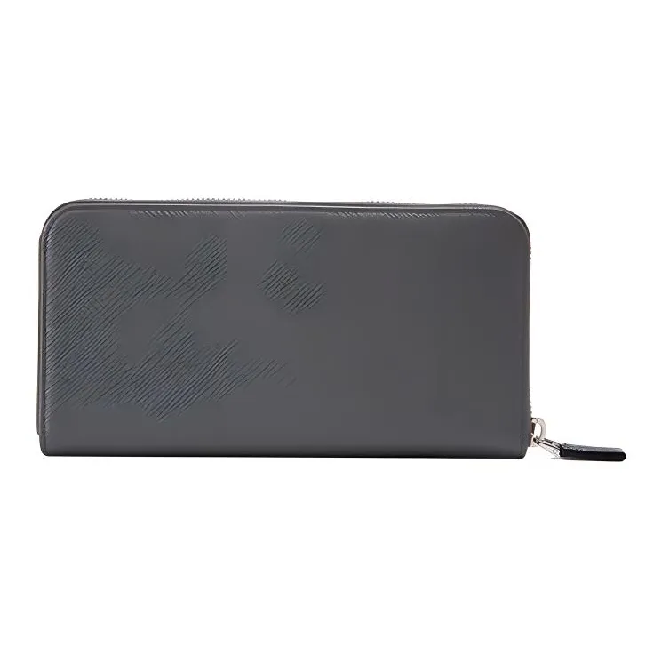 PRADA Cow Leather Clutch Men's Silver Gray-3