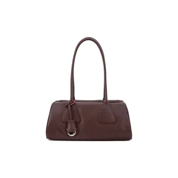 VENOF Top Grain Cow Leather Pillow Bag Handbag Shoulder Bag Medium Size Women's Muse Red/Living Dark Chocolate