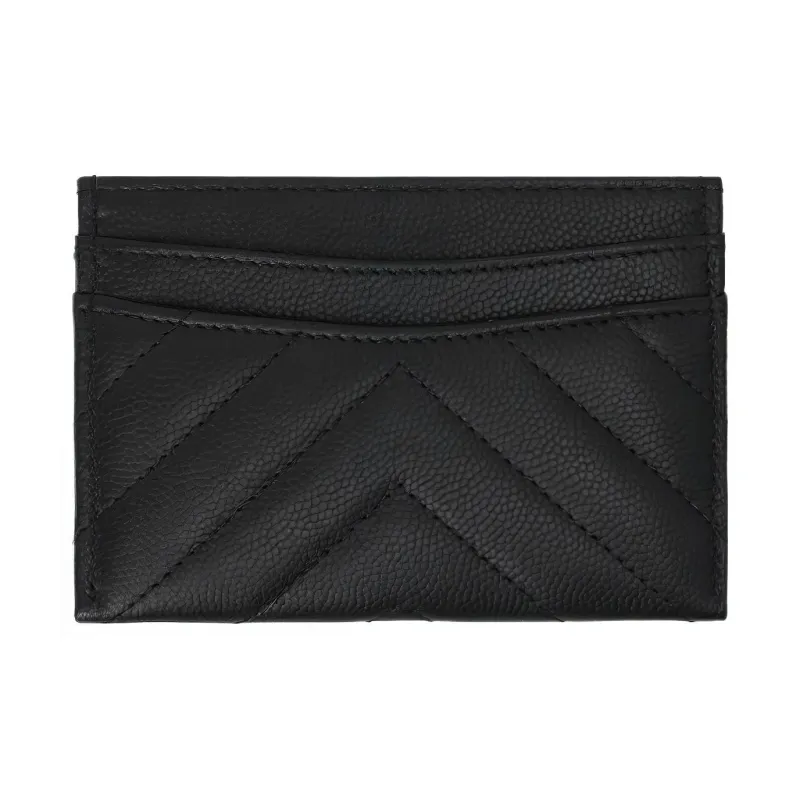 CHANEL Grain Caviar Cow Leather Card Holder Unisex Black-1