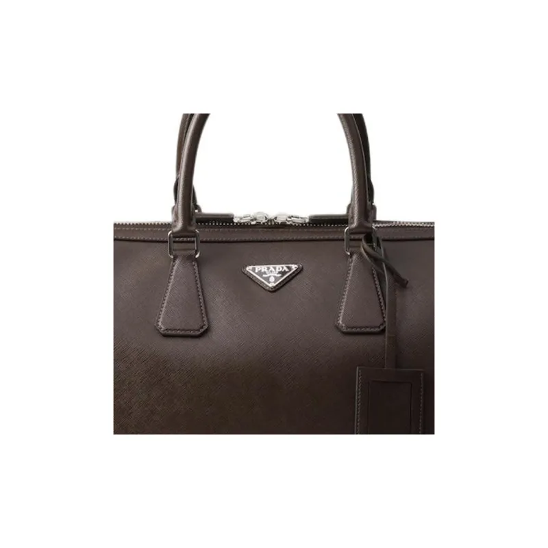 PRADA Leather One Shoulder Crossbody Portable Travel Bag Men's-6