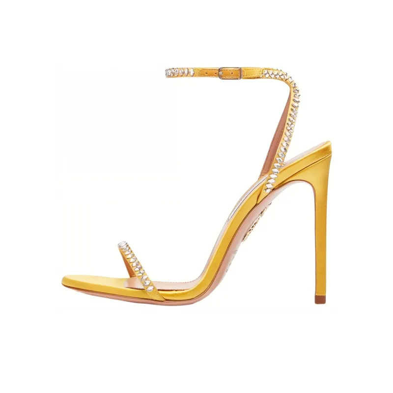 AQUAZZURA Olie Crystal Sandal 105 Strap Sandals Women's Yellow-0