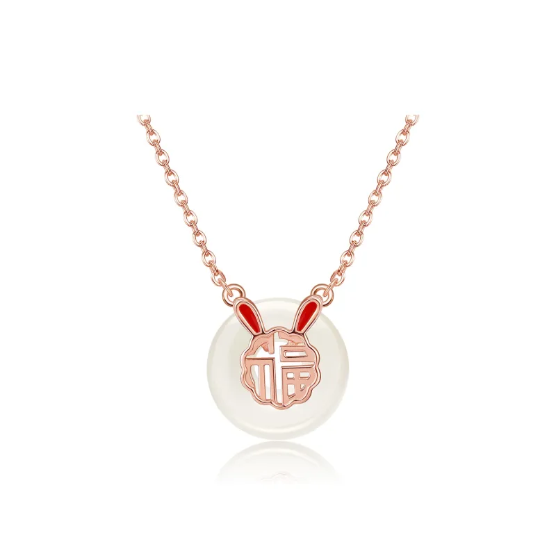 MUGONGZI Hetian Jade Necklaces Pale Greenish White Jade Women's-11
